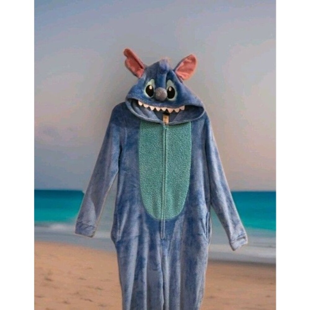 Disney Stitch Costume Kids  Boys Girls Medium 8 10 Plush Hooded Jumpsuit C169